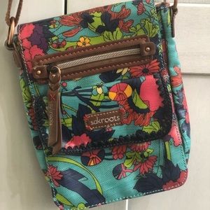 Sakroots Peace Crossbody Pink Turquoise Navy Brown